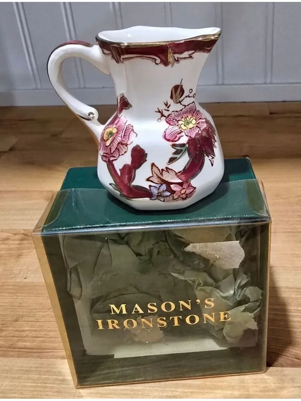 Mason's Ironstone Miniature Floral Pitcher Jug with Original Box Made in England